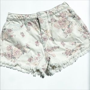 Mossimo denim rose print high rise shorts